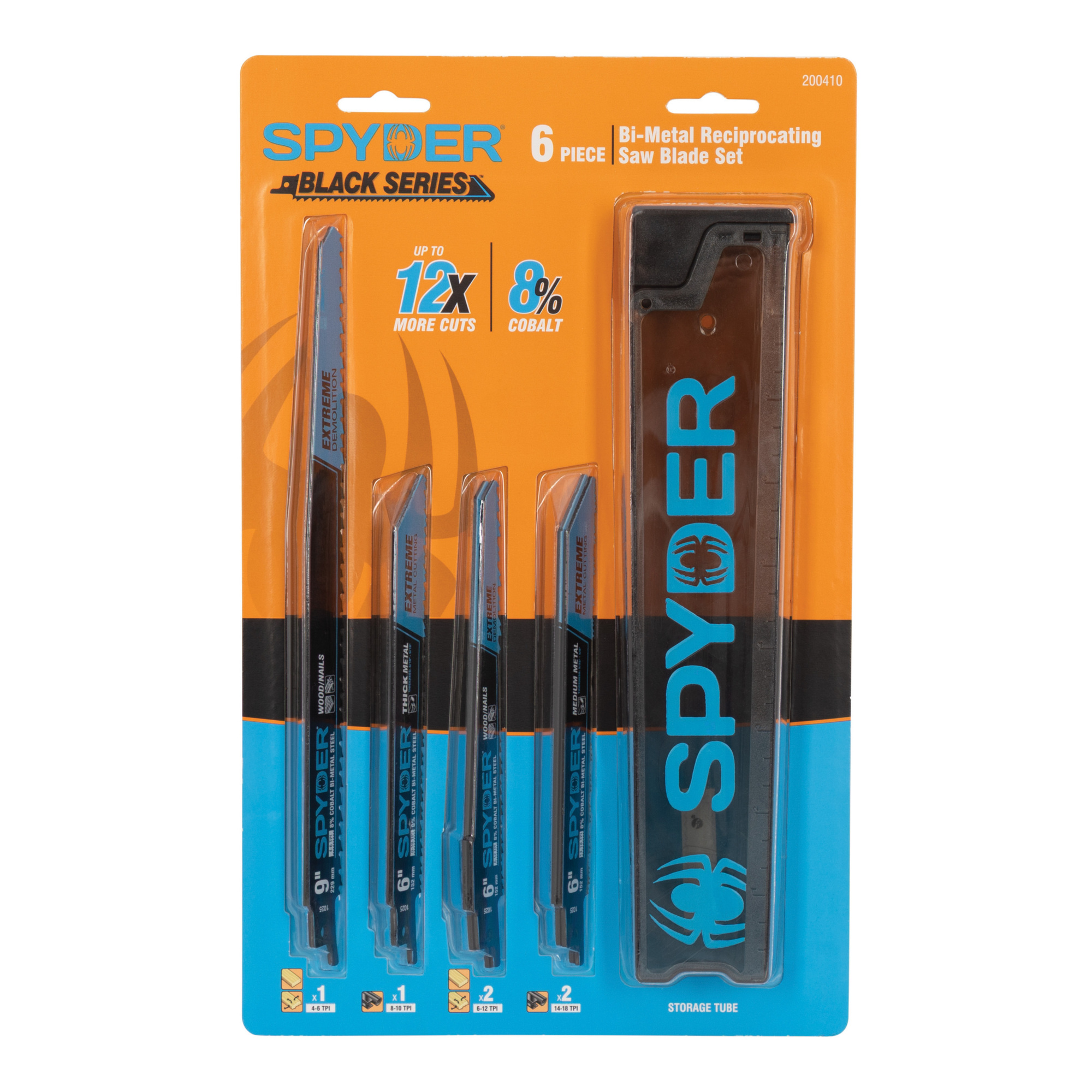 Spyder Extreme Demolition Reciprocating Saw Blade Set — 6-Piece, Bi-Metal, Cobalt-Fortified, Model# 200410